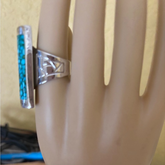 UNIQUE SLEEPING BEAUTY TURQUOISE RING FILLED WITH LITTLE BALLS - Picture 4 of 6